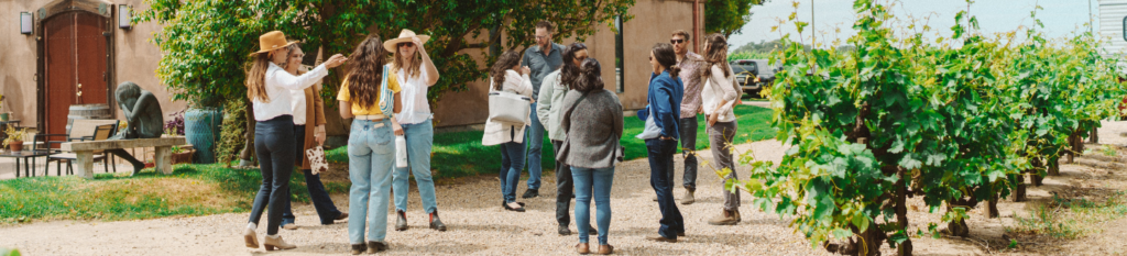 A group of people socializing outside